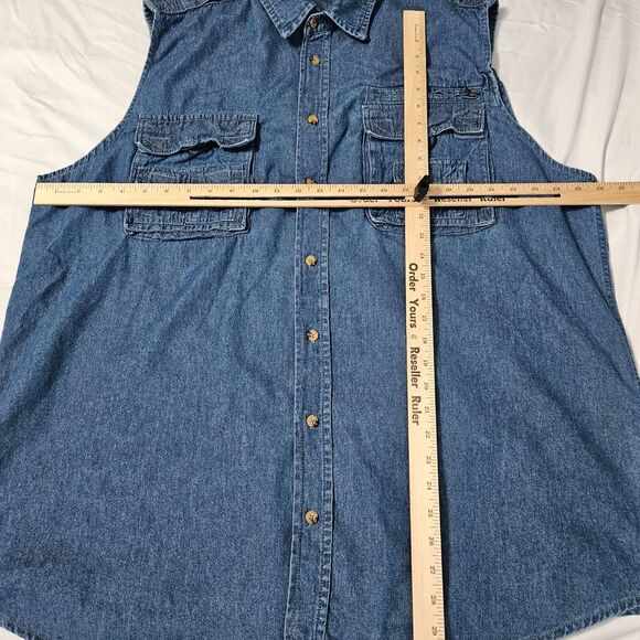 Boulder Creek Womens Sleeveless Shirt Button Up Size 2XL Blue Jean 100% Cotton - Picture 3 of 12